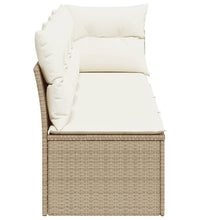 Gartensofa mit Kissen 4-Sitzer Beige Poly Rattan