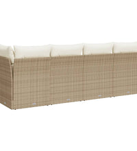 Gartensofa mit Kissen 4-Sitzer Beige Poly Rattan