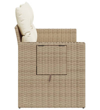 Gartensofa mit Kissen 2-Sitzer Beige Poly Rattan