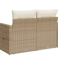 Gartensofa mit Kissen 2-Sitzer Beige Poly Rattan