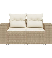 Gartensofa mit Kissen 2-Sitzer Beige Poly Rattan