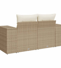 Gartensofa mit Kissen 2-Sitzer Beige Poly Rattan