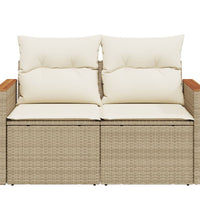 Gartensofa mit Kissen 2-Sitzer Beige Poly Rattan