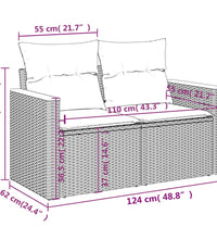 Gartensofa mit Kissen 2-Sitzer Beige Poly Rattan