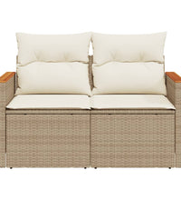 Gartensofa mit Kissen 2-Sitzer Beige Poly Rattan