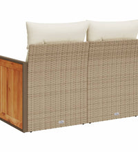 Gartensofa mit Kissen 2-Sitzer Beige Poly Rattan