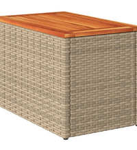 Garten-Beistelltische 2 Stk. Beige 55x34x37 cm Poly Rattan Holz