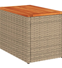 Garten-Beistelltische 2 Stk. Beige 55x34x37 cm Poly Rattan Holz