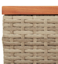 Garten-Beistelltische 2 Stk. Beige 55x34x37 cm Poly Rattan Holz