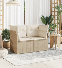 Gartensofa mit Kissen 2-Sitzer Beige Poly Rattan