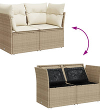 Gartensofa mit Kissen 2-Sitzer Beige Poly Rattan