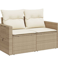 Gartensofa mit Kissen 2-Sitzer Beige Poly Rattan