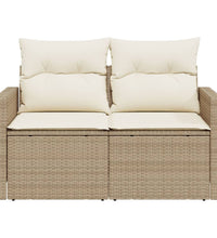 Gartensofa mit Kissen 2-Sitzer Beige Poly Rattan