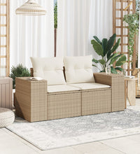 Gartensofa mit Kissen 2-Sitzer Beige Poly Rattan