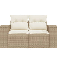 Gartensofa mit Kissen 2-Sitzer Beige Poly Rattan