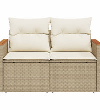 Gartensofa mit Kissen 2-Sitzer Beige Poly Rattan