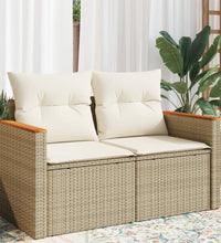 Gartensofa mit Kissen 2-Sitzer Beige Poly Rattan