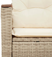 Gartensofa mit Kissen 2-Sitzer Beige Poly Rattan