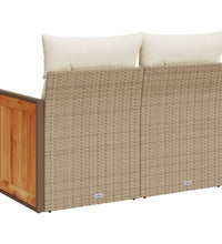 Gartensofa mit Kissen 2-Sitzer Beige Poly Rattan