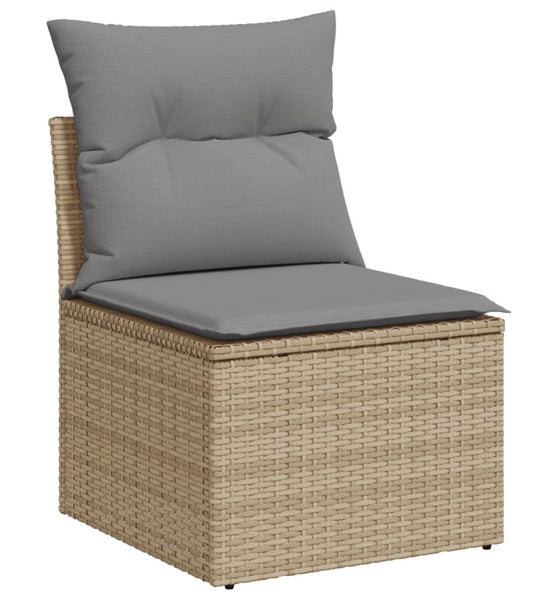 Gartensofa ohne Armlehnen mit Kissen Beige Poly Rattan