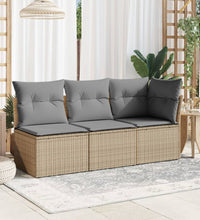 Gartensofa ohne Armlehnen mit Kissen Beige Poly Rattan