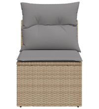 Gartensofa ohne Armlehnen mit Kissen Beige Poly Rattan