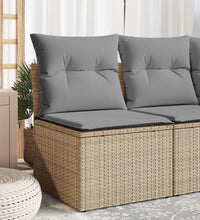 Gartensofa ohne Armlehnen mit Kissen Beige Poly Rattan