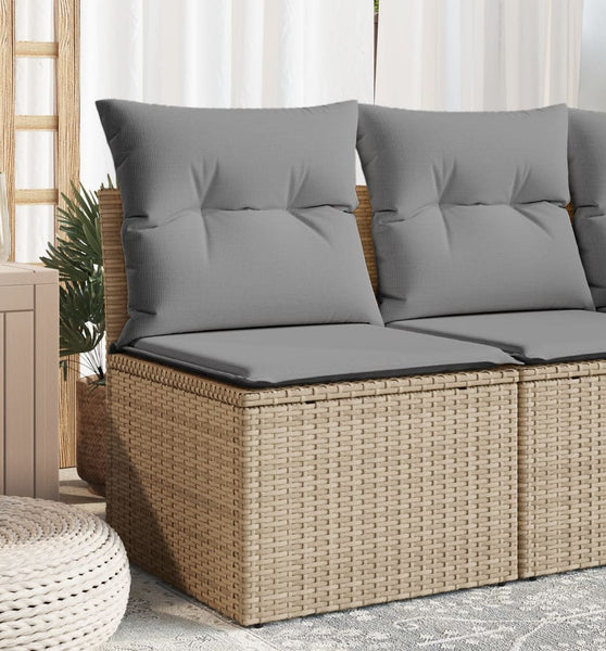 Gartensofa ohne Armlehnen mit Kissen Beige Poly Rattan