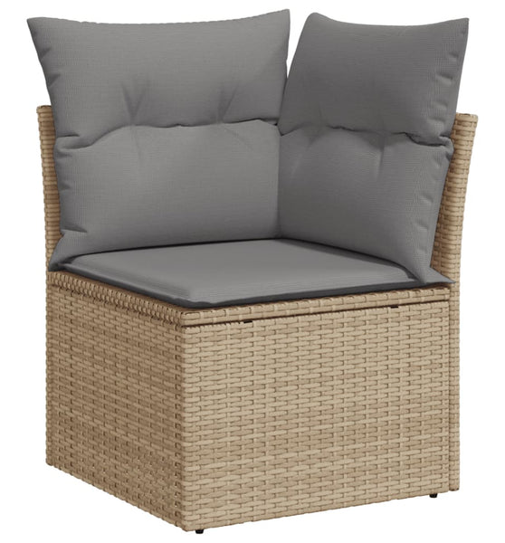 Garten-Ecksofa mit Kissen Beige Poly Rattan