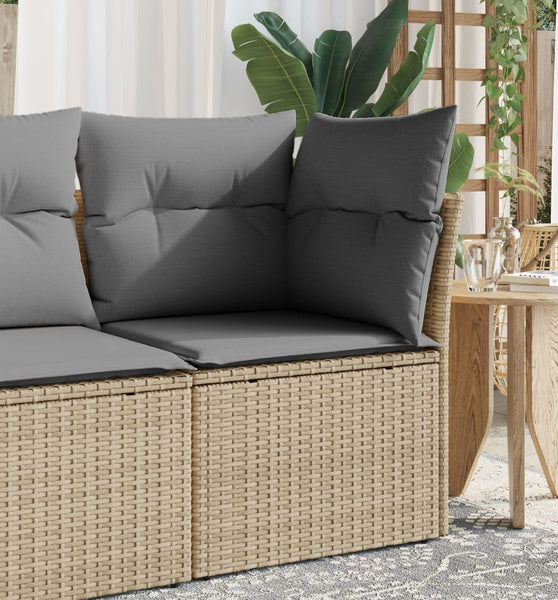 Garten-Ecksofa mit Kissen Beige Poly Rattan