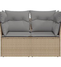 Gartensofa mit Kissen 2-Sitzer Beige Poly Rattan