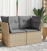 Gartensofa mit Kissen 2-Sitzer Beige Poly Rattan