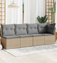 Gartensofa mit Kissen 4-Sitzer Beige Poly Rattan