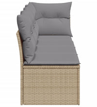 Gartensofa mit Kissen 4-Sitzer Beige Poly Rattan