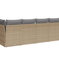 Gartensofa mit Kissen 4-Sitzer Beige Poly Rattan