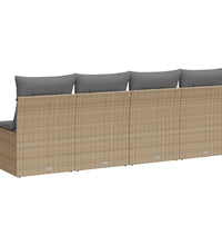 Gartensofa mit Kissen 4-Sitzer Beige Poly Rattan