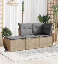 Gartenhocker mit Kissen Beige 55x55x37 cm Poly Rattan