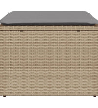 Gartenhocker mit Kissen Beige 55x55x37 cm Poly Rattan