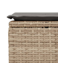 Gartenhocker mit Kissen Beige 55x55x37 cm Poly Rattan