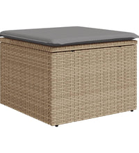 Gartenhocker mit Kissen Beige 55x55x37 cm Poly Rattan