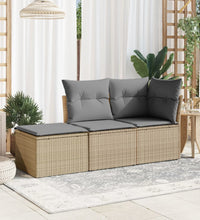 Gartenhocker mit Kissen Beige 55x55x37 cm Poly Rattan