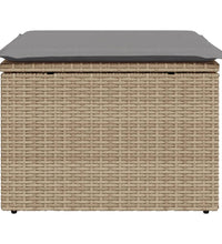 Gartenhocker mit Kissen Beige 55x55x37 cm Poly Rattan