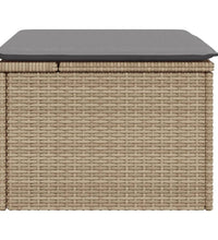 Gartenhocker mit Kissen Beige 55x55x37 cm Poly Rattan