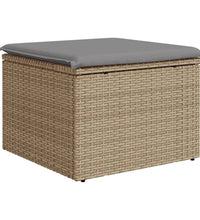 Gartenhocker mit Kissen Beige 55x55x37 cm Poly Rattan