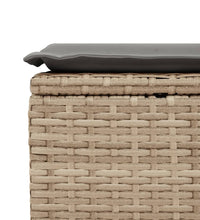 Gartenhocker mit Kissen Beige 55x55x37 cm Poly Rattan