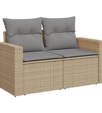 Gartensofa mit Kissen 2-Sitzer Beige Poly Rattan