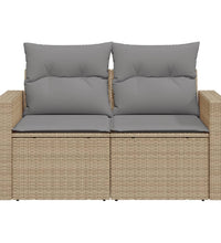 Gartensofa mit Kissen 2-Sitzer Beige Poly Rattan