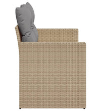 Gartensofa mit Kissen 2-Sitzer Beige Poly Rattan