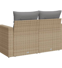 Gartensofa mit Kissen 2-Sitzer Beige Poly Rattan