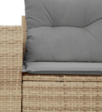 Gartensofa mit Kissen 2-Sitzer Beige Poly Rattan